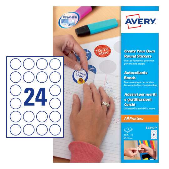 Avery E3613 40mm Round Reward Stickers