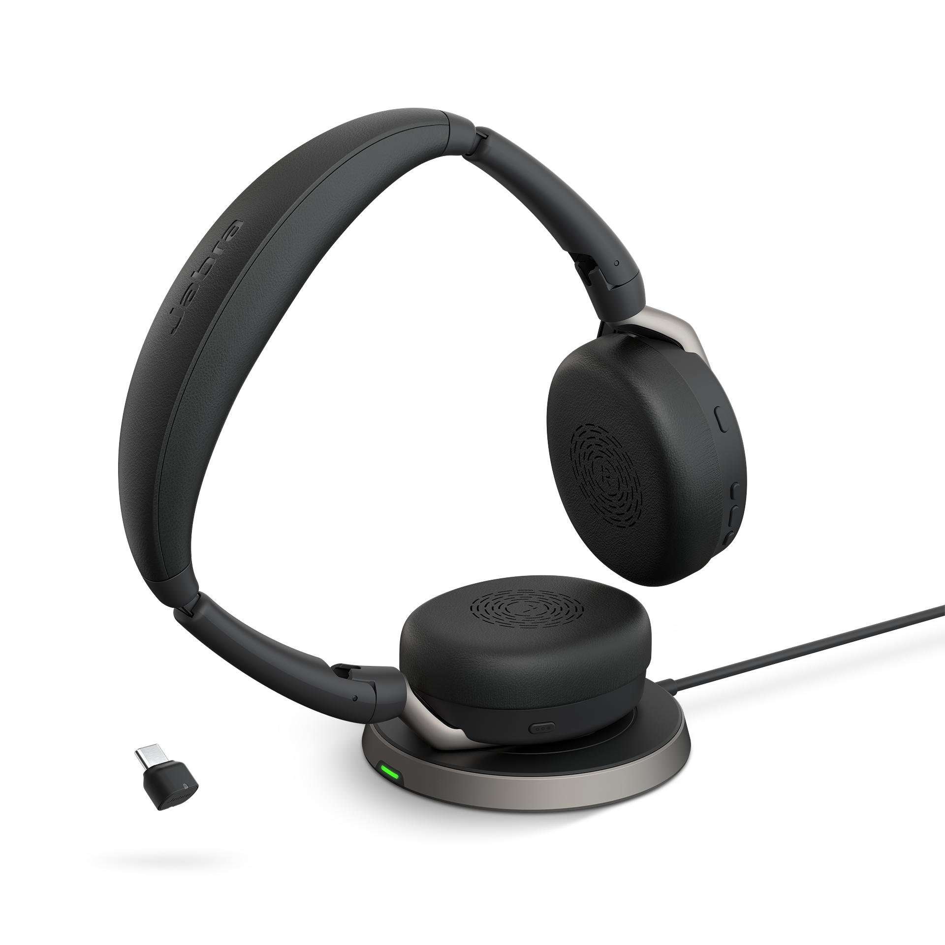 Jabra Evolve2 65 Flex Link 380 USB-C UC Stereo Headset and Wireless Charging