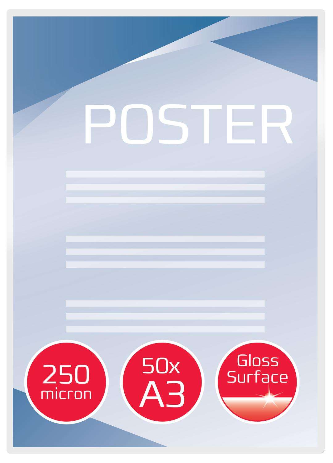 GBC 3740450 A3 Gloss Document Pouch 250 micron 50Pk