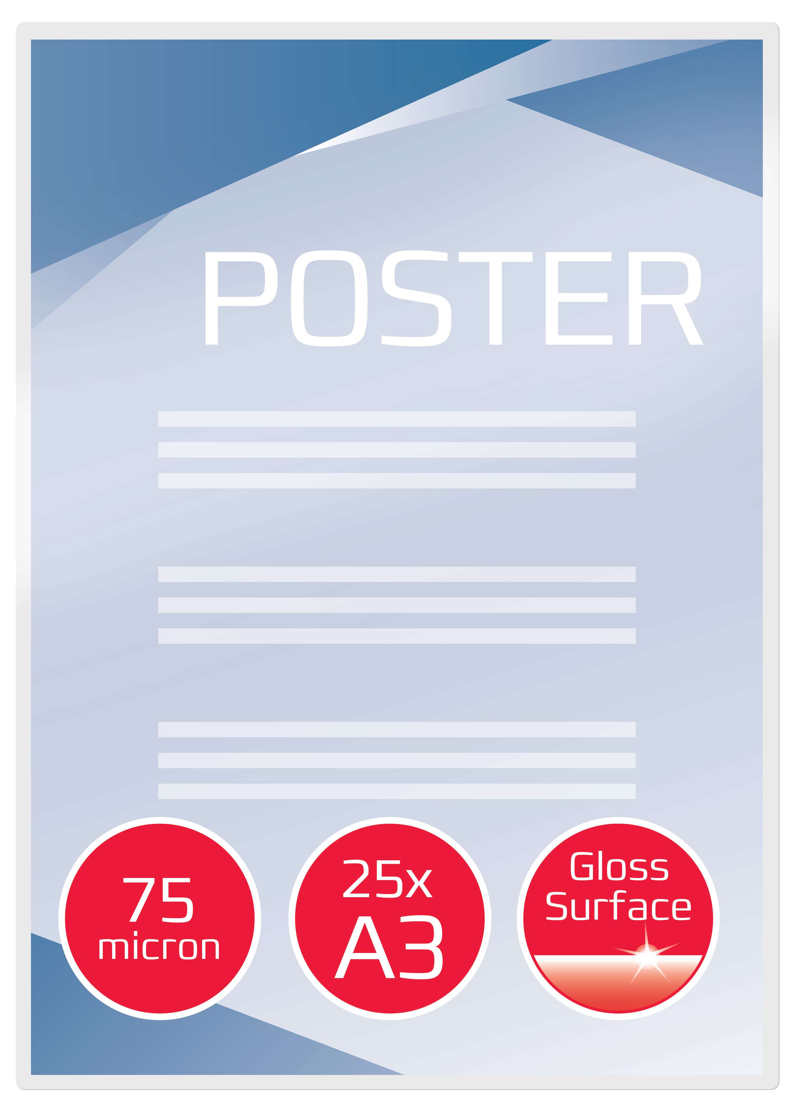 GBC 3740486 A3 Gloss Document Pouch 75 micron 25Pk