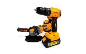 TALADRO PERCUTOR INALAMBRICO BRUSHLESS   1/2 " 21V + ESMERILADORA ANGULAR INALAMBRICA BRUSHLESS  4 1/2" 21v
