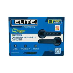 Cerradura inteligente ELITE para puertas de hasta 6cm de ancho. 3 métodos de apertura: aplicación (bluetooth), clave y llave. SL2000L