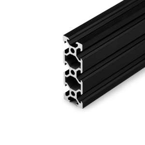 Black 20x60mm 20 Series T/V-Slot Aluminium Extrusion Profile - Cut To Size - Thumbnail
