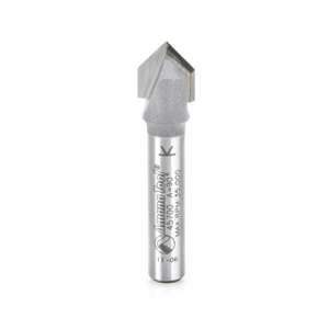 3/8" x 90° Amana Tool 45700 Decorative Carbide Tipped V-Groove Router Bit (1/4" Shank) - Thumbnail