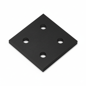 Black Double Slot 20 Series 4 Hole Plate Connector (Aluminium) - Thumbnail
