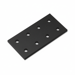 Black Double Slot 20 Series 8 Hole Plate Connector (Aluminium) - Thumbnail