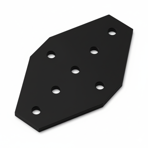 Black Single Slot 20 Series Cross Plate Connector (Aluminium) - Thumbnail