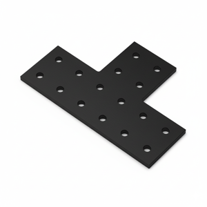 Black Double Slot 20 Series T Plate Connector (Aluminium) - Thumbnail