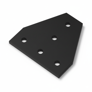 Black Single Slot 20 Series T Plate Connector (Aluminium) - Thumbnail