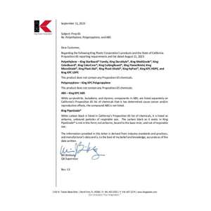 Thumbnail preview for King Plastic California Proposition 65 Notice