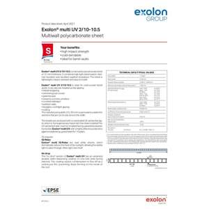 Thumbnail preview for Exolon Multi UV Multiwall Polycarbonate Technical Data Sheet