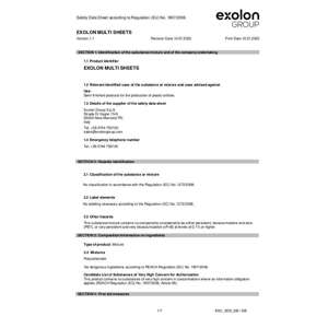 Thumbnail preview for Exolon Multiwall Polycarbonate Safety Data Sheet