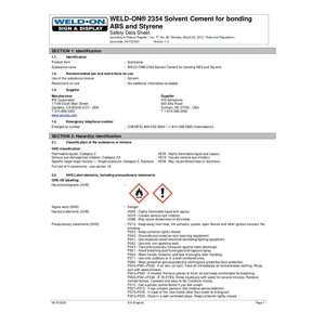 Thumbnail preview for IPS Weld-On 2354 Safety Data Sheet