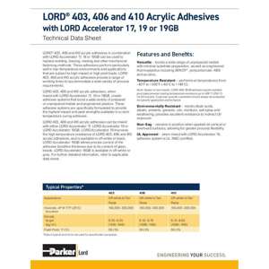 Thumbnail preview for Lord 403, 406, And 410 Acrylic Adhesives Technical Data Sheet
