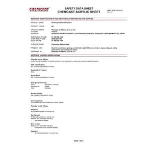 Thumbnail preview for Chemcast Acrylic Safety Data Sheet