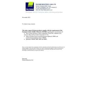 Thumbnail preview for Palram RoHS Compliance Declaration