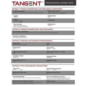 Thumbnail preview for Tangent Poly Lumber Safety Data Sheet