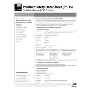 Thumbnail preview for Palram Foamed PVC Products Safety Data Sheet
