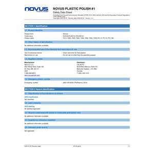 Thumbnail preview for Novus Plastic Polish 1, 2, and 3 Safety Data Sheet