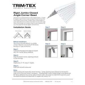 Preview of Rigid Jumbo Closed Angle Corner Bead Installation Guide