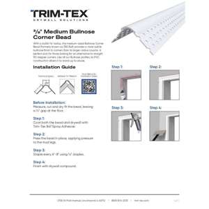 Preview of Medium Bullnose Corner Bead Installation Guide