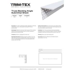 Preview of Truss Backing Angle Submittal Sheet R3