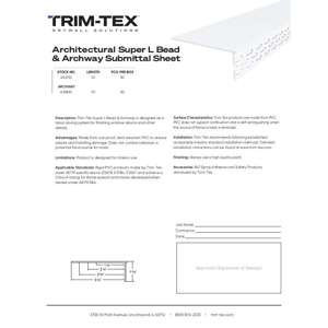 Preview of Architectural Super L Bead and Archway Submittal Sheet