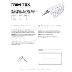 Preview of Rigid Closed Angle Corner Bead Submittal Sheet R1