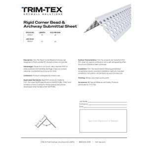 Preview of Rigid Corner Bead and Archway Submittal Sheet R3
