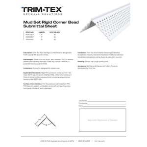 Preview of Mud Set Rigid Corner Bead Submittal Sheet R2