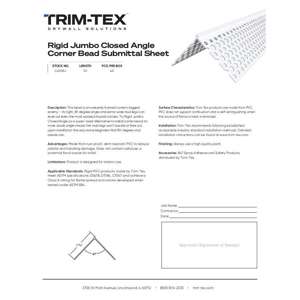 Preview of Rigid Jumbo Closed Angle Corner Bead Submittal Sheet R1