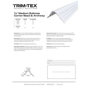 Preview of Medium Bullnose Corner Bead and Archway Submittal Sheet R2