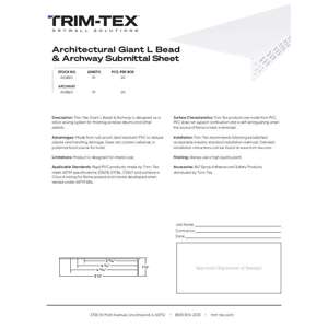 Preview of Architectural Giant L Bead and Archway Submittal Sheet