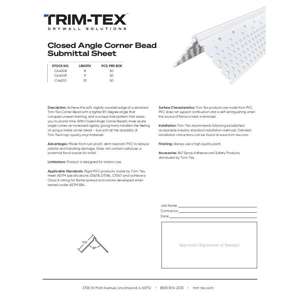 Preview of Closed Angle Corner Bead Submittal Sheet R1