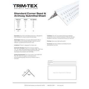 Preview of Corner Bead and Archway Submittal Sheet R2