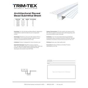 Preview of Architectural Reveal Bead Submittal Sheet R2