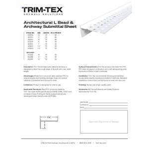 Preview of Architectural L Bead and Archway Submittal Sheet R2