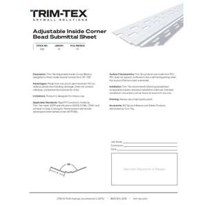Preview of Adjustable Inside Corner Bead Submittal Sheet R2