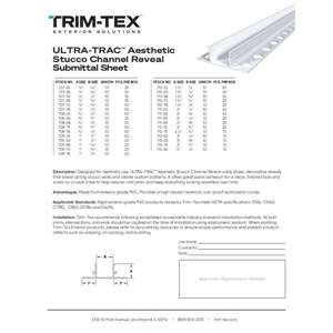 Preview of ULTRA-TRACTM Aesthetic Stucco Channel Reveal Submittal Sheet