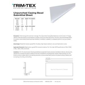 Preview of Unpunched Casing Bead Submittal Sheet R1