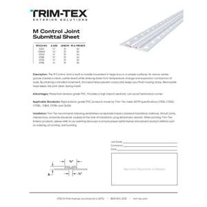Preview of M Control Joint Submittal Sheet