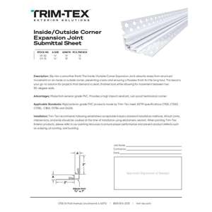 Preview of InsideOutside Corner Expansion Joint Submittal Sheet