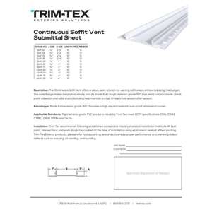 Preview of Continuous Soffit Vent Submittal Sheet