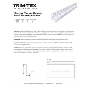 Preview of Narrow Flange Casing Bead Submittal Sheet