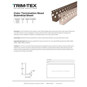 Preview of Color Termination Bead Submittal Sheet