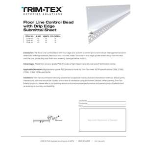 Preview of Floor Line Control Bead with Drip Edge Submittal Sheet