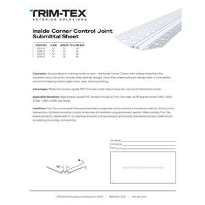 Preview of Inside Corner Control Joint Submittal Sheet