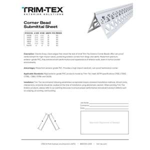 Preview of Corner Bead Submittal Sheet