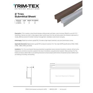 Preview of Z Trim Submittal Sheet