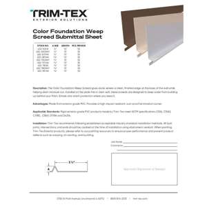 Preview of Color Foundation Weep Screed Submittal Sheet
